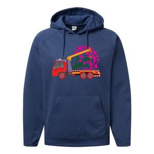 Love Heart Tree On Crane Truck Gift Performance Fleece Hoodie