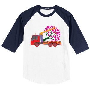 Love Heart Tree On Crane Truck Gift Baseball Sleeve Shirt