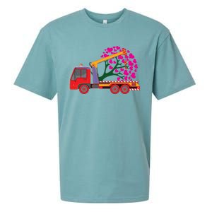 Love Heart Tree On Crane Truck Gift Sueded Cloud Jersey T-Shirt