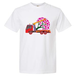 Love Heart Tree On Crane Truck Gift Garment-Dyed Heavyweight T-Shirt