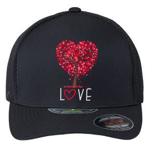 Love Heart Tree Valentines Day Matching Gift Great Gift Flexfit Unipanel Trucker Cap