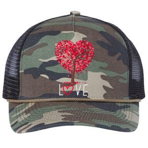 Love Heart Tree Valentines Day Matching Gift Great Gift Retro Rope Trucker Hat Cap