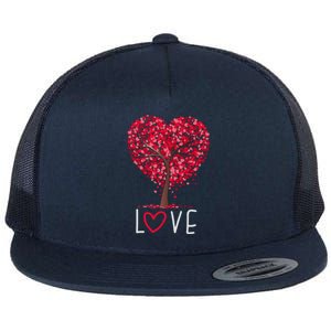 Love Heart Tree Valentines Day Matching Gift Great Gift Flat Bill Trucker Hat