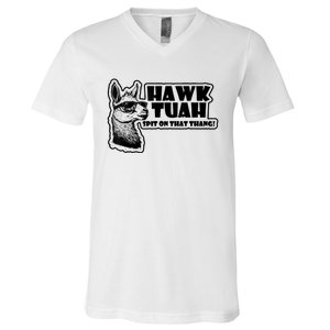 Llama Hawk Tuah 24 Spit On That Thang V-Neck T-Shirt