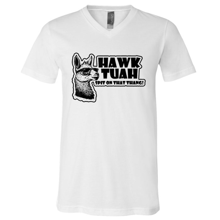 Llama Hawk Tuah 24 Spit On That Thang V-Neck T-Shirt