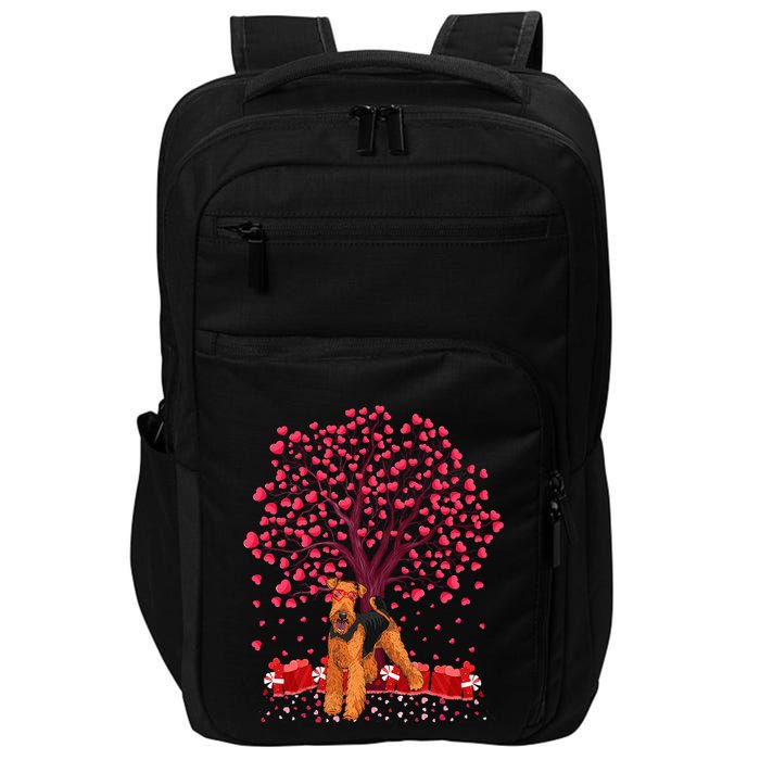 Lover Heart Tree Airedale Terrier Dog ValentineS Day Impact Tech Backpack