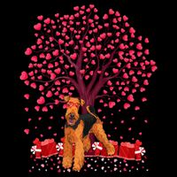 Lover Heart Tree Airedale Terrier Dog ValentineS Day Drawstring Bag