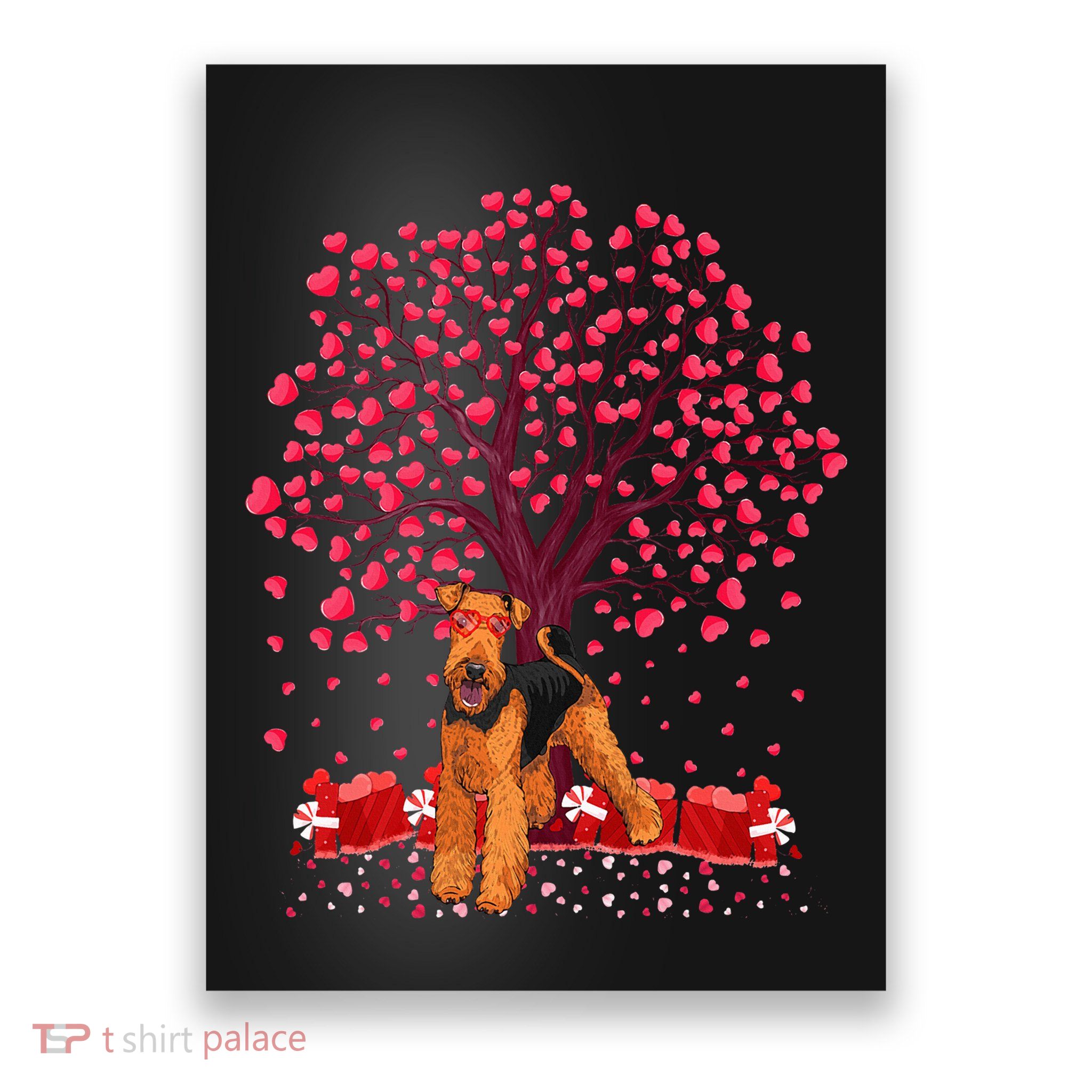 Lover Heart Tree Airedale Terrier Dog ValentineS Day Poster
