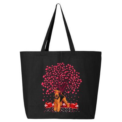 Lover Heart Tree Airedale Terrier Dog ValentineS Day 25L Jumbo Tote