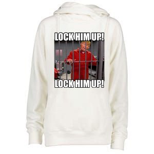 Lock Him Up! (Trump Orange Jumpsuit) Womens Funnel Neck Pullover Hood