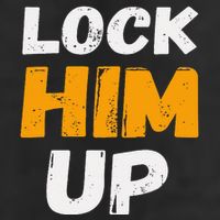 Lock Him Up Trump Political Protest Product 7 Panel Mesh Trucker Snapback Hat
