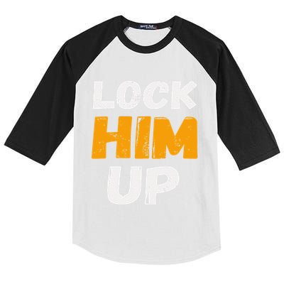 Lock Him Up Trump Political Protest Product Kids Colorblock Raglan Jersey