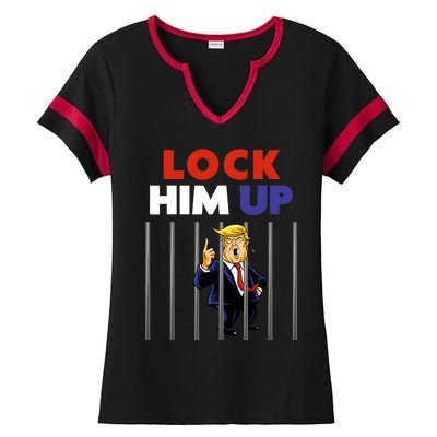 Lock Him Up Anti Trump Political Ladies Halftime Notch Neck Tee