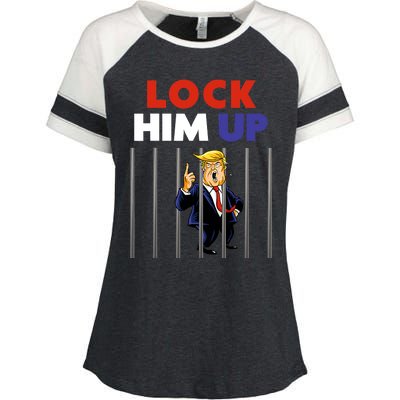 Lock Him Up Anti Trump Political Enza Ladies Jersey Colorblock Tee