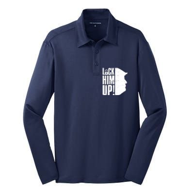 Lock Him Up Democrat Anti Trump Impeach 45 Resist Resign Silk Touch Performance Long Sleeve Polo