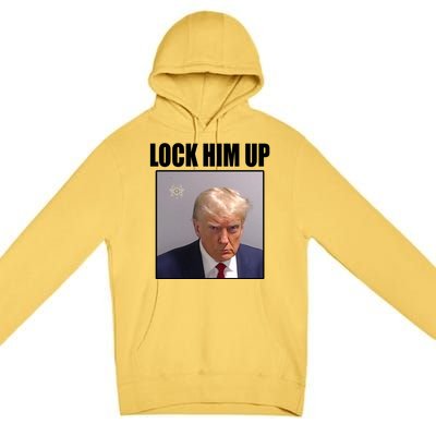 Lock Him Up Donald Trump Mugshot Premium Pullover Hoodie