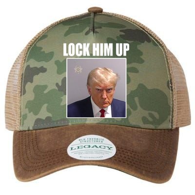 Lock Him Up Donald Trump Mugshot Legacy Tie Dye Trucker Hat