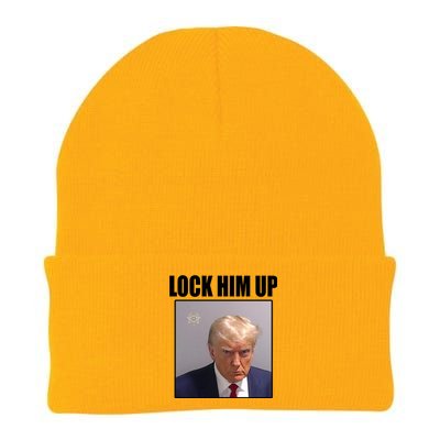 Lock Him Up Donald Trump Mugshot Knit Cap Winter Beanie