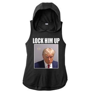 Lock Him Up Donald Trump Mugshot Ladies PosiCharge Tri-Blend Wicking Draft Hoodie Tank