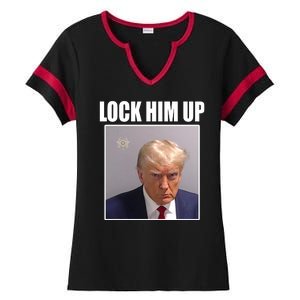 Lock Him Up Donald Trump Mugshot Ladies Halftime Notch Neck Tee