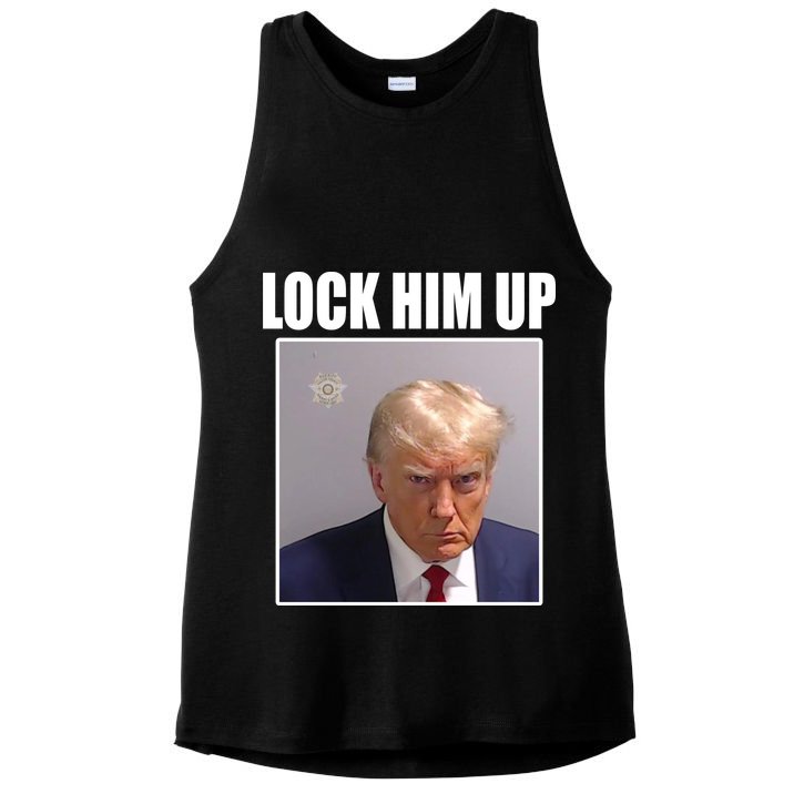 Lock Him Up Donald Trump Mugshot Ladies PosiCharge Tri-Blend Wicking Tank