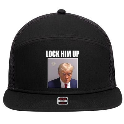 Lock Him Up Donald Trump Mugshot 7 Panel Mesh Trucker Snapback Hat