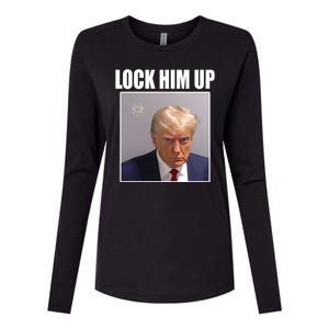 Lock Him Up Donald Trump Mugshot Womens Cotton Relaxed Long Sleeve T-Shirt