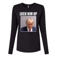 Lock Him Up Donald Trump Mugshot Womens Cotton Relaxed Long Sleeve T-Shirt