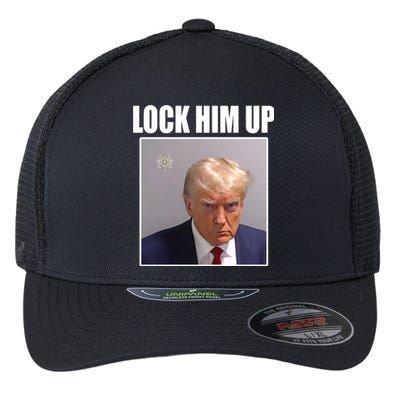 Lock Him Up Donald Trump Mugshot Flexfit Unipanel Trucker Cap