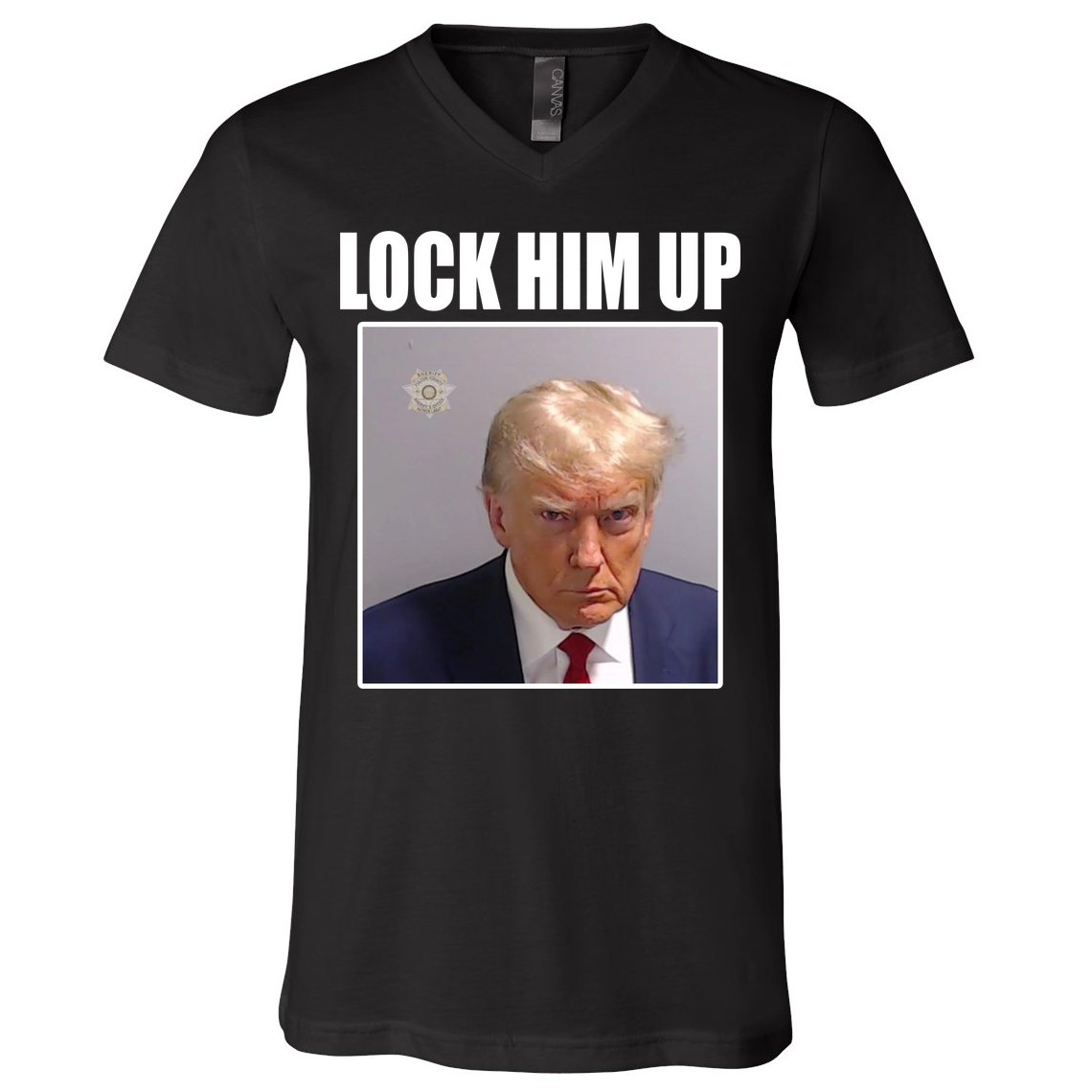 Lock Him Up Donald Trump Mugshot V-Neck T-Shirt