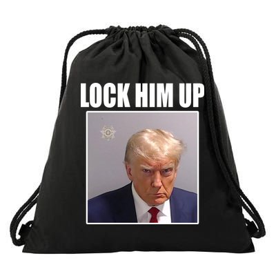 Lock Him Up Donald Trump Mugshot Drawstring Bag