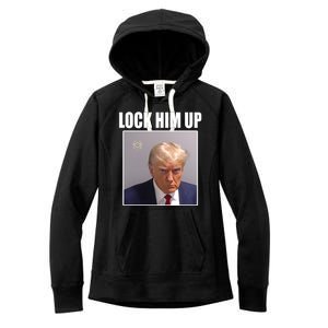 Lock Him Up Donald Trump Mugshot Women's Fleece Hoodie