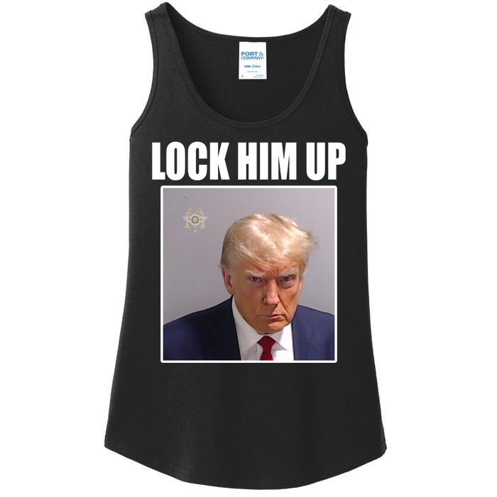 Lock Him Up Donald Trump Mugshot Ladies Essential Tank