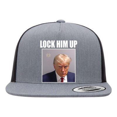 Lock Him Up Donald Trump Mugshot Flat Bill Trucker Hat