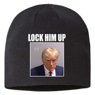 Lock Him Up Donald Trump Mugshot Sustainable Beanie