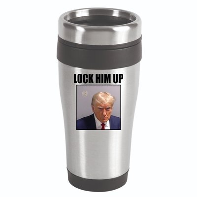 Lock Him Up Donald Trump Mugshot 16oz Travel Tumbler