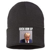 Lock Him Up Donald Trump Mugshot Sustainable Knit Beanie