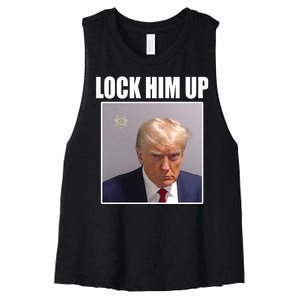 Lock Him Up Donald Trump Mugshot Women's Racerback Cropped Tank