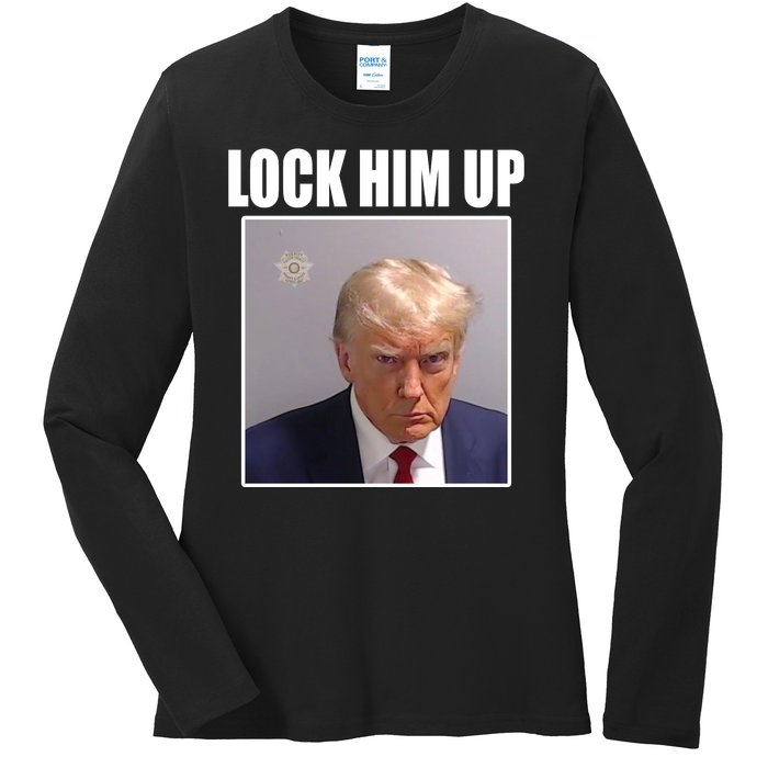 Lock Him Up Donald Trump Mugshot Ladies Long Sleeve Shirt