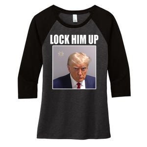 Lock Him Up Donald Trump Mugshot Women's Tri-Blend 3/4-Sleeve Raglan Shirt