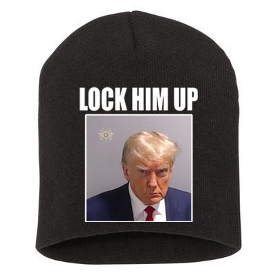 Lock Him Up Donald Trump Mugshot Short Acrylic Beanie