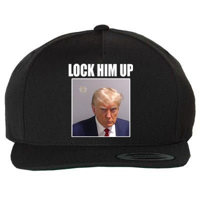 Lock Him Up Donald Trump Mugshot Wool Snapback Cap