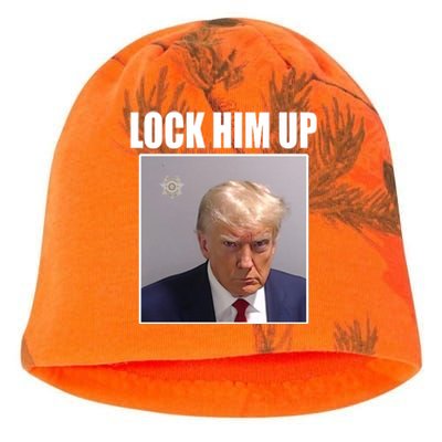 Lock Him Up Donald Trump Mugshot Kati - Camo Knit Beanie