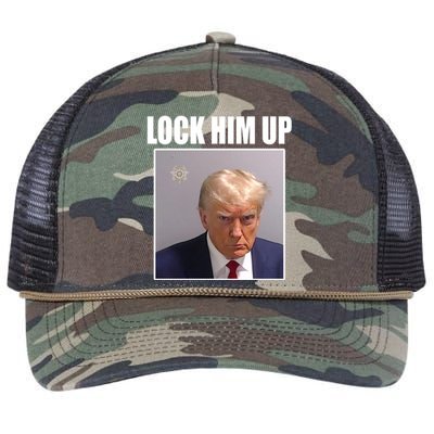 Lock Him Up Donald Trump Mugshot Retro Rope Trucker Hat Cap