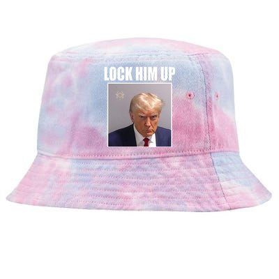 Lock Him Up Donald Trump Mugshot Tie-Dyed Bucket Hat