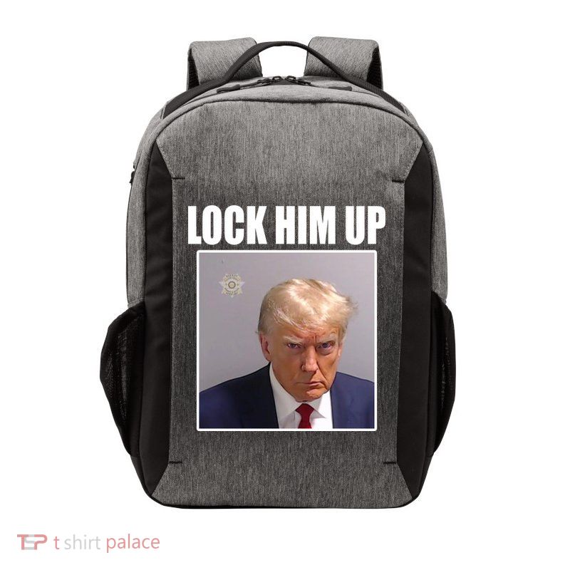 Lock Him Up Donald Trump Mugshot Vector Backpack