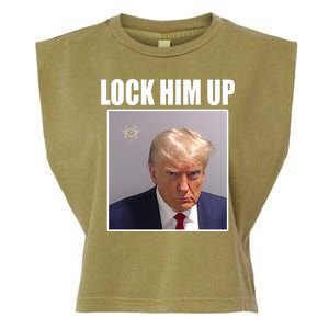 Lock Him Up Donald Trump Mugshot Garment-Dyed Women's Muscle Tee