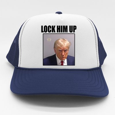 Lock Him Up Donald Trump Mugshot Trucker Hat