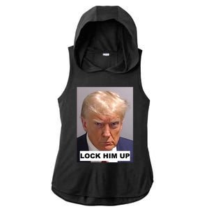 Lock Him Up Donald Trump Mugshot Jail Ladies PosiCharge Tri-Blend Wicking Draft Hoodie Tank