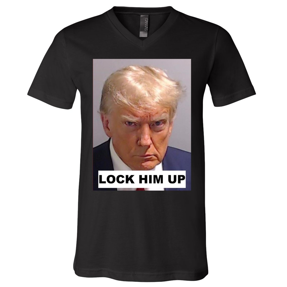 Lock Him Up Donald Trump Mugshot Jail V-Neck T-Shirt